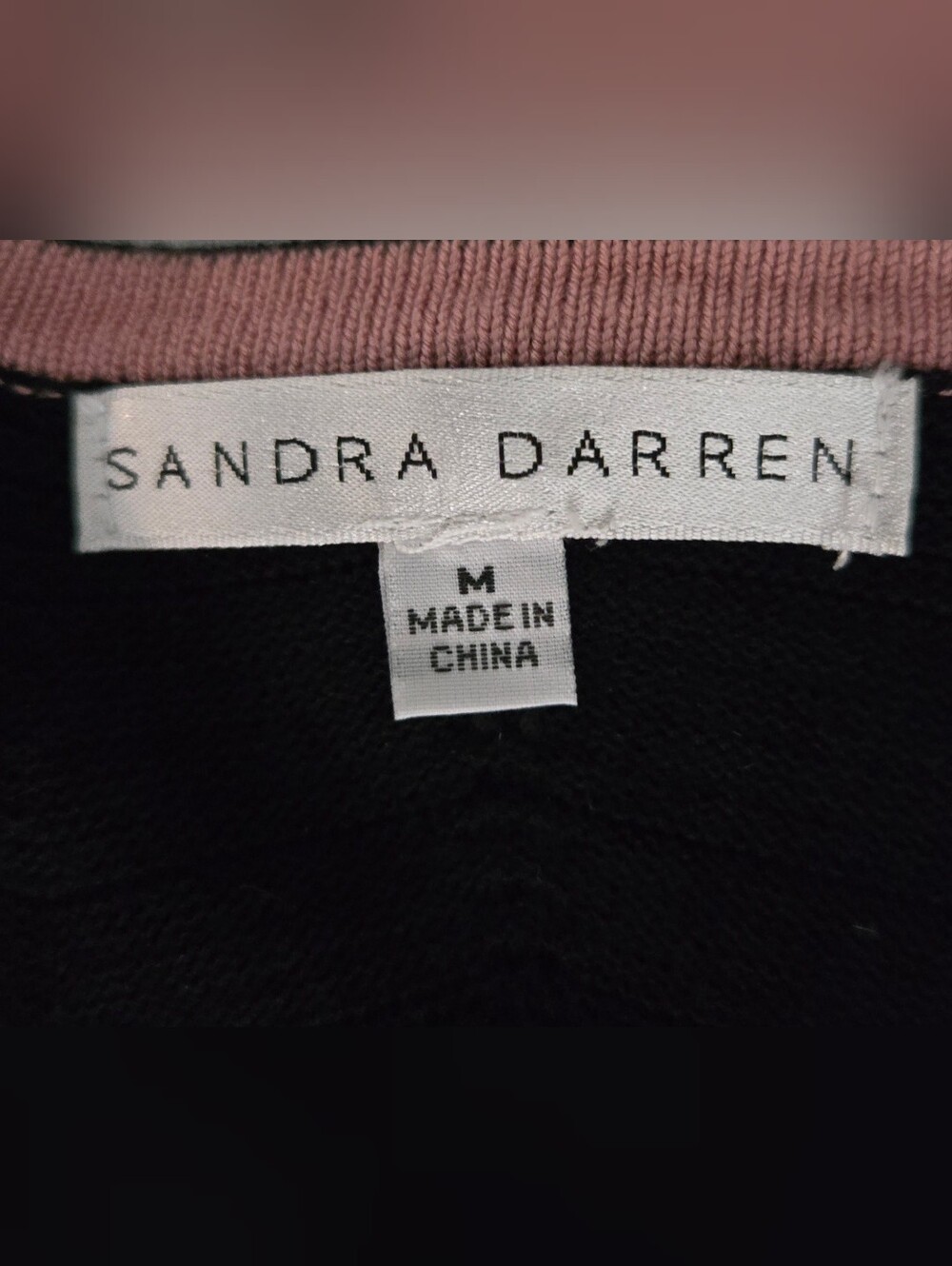 Sandra Darren Sweater Dress Black With Chevron Print Midi 3/4 Length Sleeves Euc - Picture 2 of 8